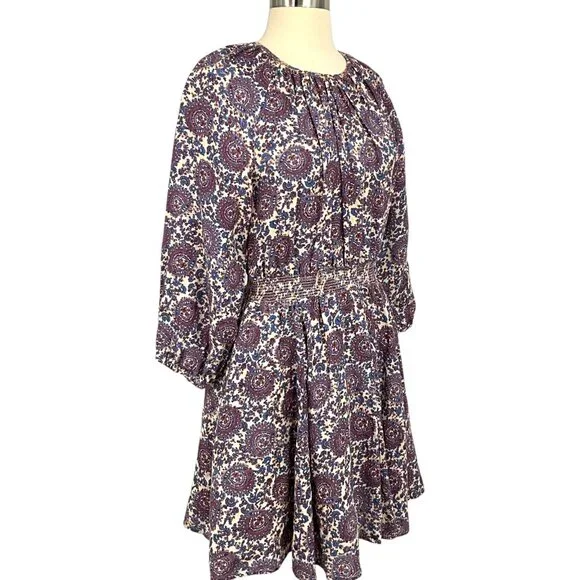J. Crew Palermo Smocked Waist Mini Dress Floral Bouquet Linen Size Small S - Picture 10 of 16